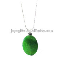 Collier pendentif en agate vert naturel avec chaîne en argent